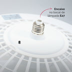 Ventilador de Teto Lâmpada Soquete E27 Luz Led Ajustável Controle Remoto Bivolt Verão 4 Velocidades