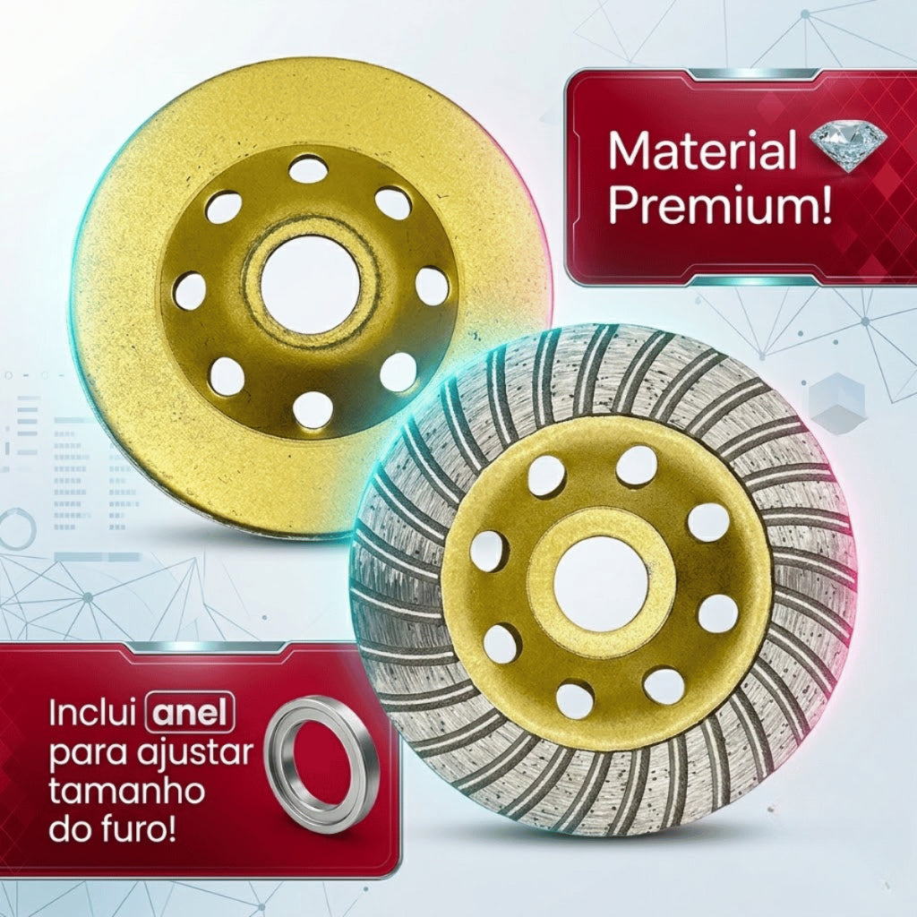 Disco de Desbaste Diamantado Turbo 115mm 4.5 Polegadas Profissional Bloco Concreto Granito Mármore