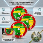 Disco Diamantado Segmentado de Corte 180 mm Seco Úmido Profissional Bloco Concreto Granito Mármore