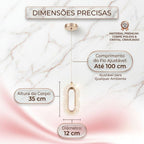 Luminária Pendente Anel De Cristal Oval Led Dourada Cor Ajustável Cabeceira Lavabo Bivolt