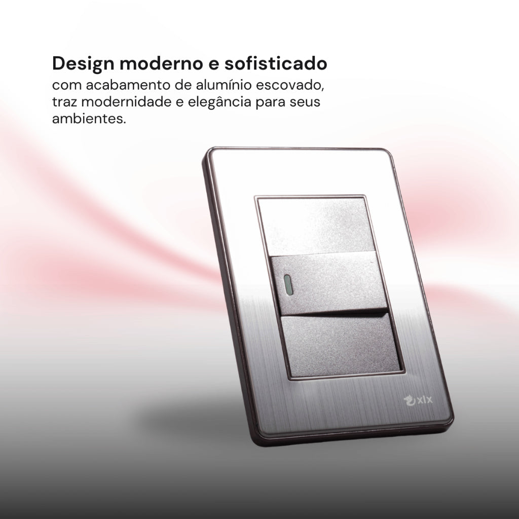 Interruptor de Parede Carregador  Placa 4x2 Anti Chamas Alumínio Escovado Unipolar Bipolar
