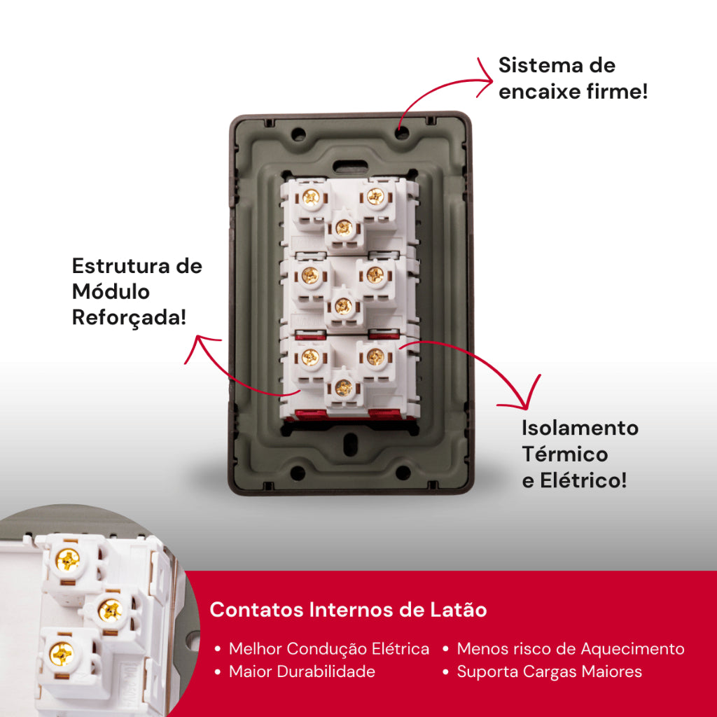 Tomada de Parede 110V 220V 10A 20A Aço Escovado 4X2 Fusion Pro XLX Placa Interruptor Luxuoso Moderno