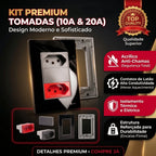 Tomada Modular 110V 220V 10A 20A Placa Acrílico Espelhado Alumínio Innova Pro XLX Moderna Preta