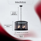 Lustre Pendente Aramado Industrial Preto 4 Soquetes E27 Altura Ajustável para Sala e Cozinha