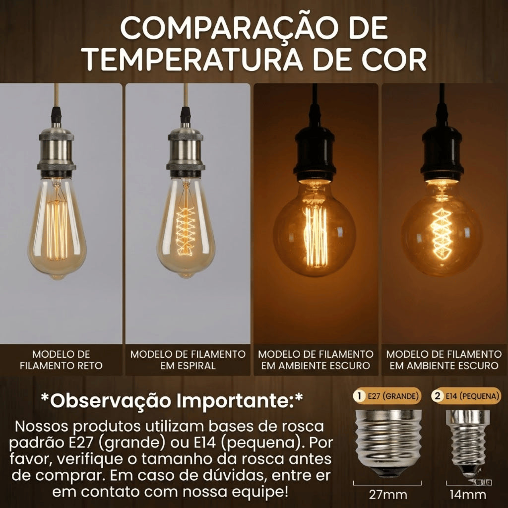 Lâmpada Filamento De Carbono Retrô Vintage T30 4w Luz Amarela bivolt 110v 220v 2200k para Arandela
