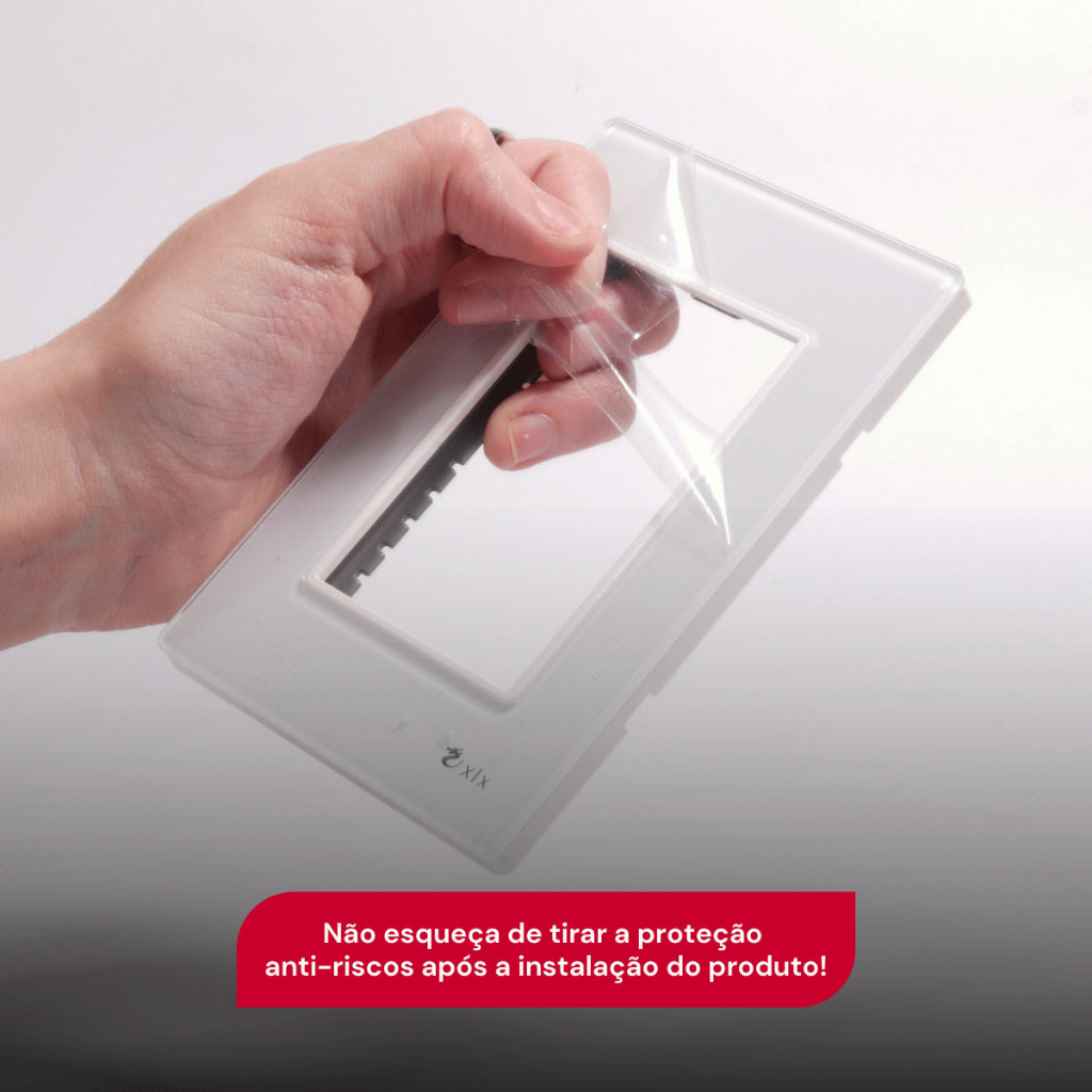 Tomada Modular 4x2 Interruptor Simples Acrilico Espelhado Branco Luxo Anti-Chamas Innova Pro XLX