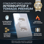 Tomada Modular Interruptor de Parede 110V 10A Placa Branca Acrílico Espelhado Alumínio Innova XLX