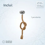 Pendente Corda Marrom 1m Lustre Retrô E27 Bivolt Teto Decoração
