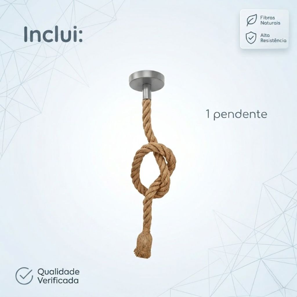 Pendente Corda Marrom 1m Lustre Retrô E27 Bivolt Teto Decoração