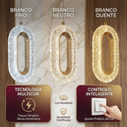 Luminária Pendente Anel De Cristal Oval Led Dourada Cor Ajustável Cabeceira Lavabo Bivolt