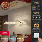 Lustre Pendente LED 60W Moderno Ondulado Dourado Sala Quarto 3 Cores Bivolt Branco Neutro Quente