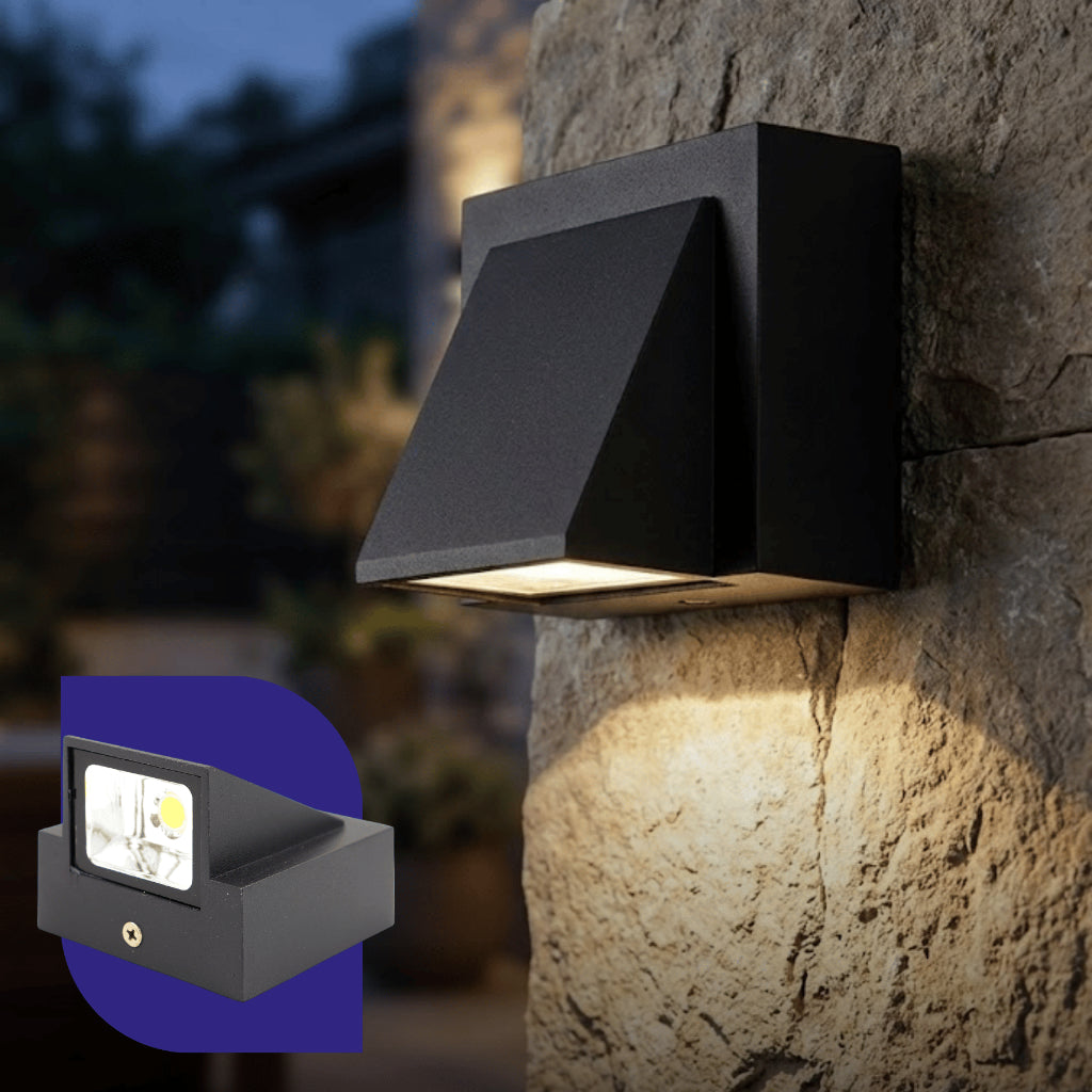 Arandela Luz De Parede IP66 Branco Quente Alumínio Preta XLX LED ambientes internos e externos