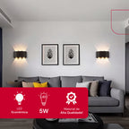 Arandela de Parede Preta LED 5W IP66 A Prova d'Água 6 Fachos de Luz Decoração Externa Branco Quente