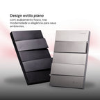 Tomada Modular Interruptor Duplo Unipolar Bipolar Cinza Preto Galvanizado Placa 4x2 Alumínio
