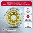 Disco de Desbaste Diamantado Segmentado 115 mm 4.5 Polegadas Profissional Concreto Granito Mármore