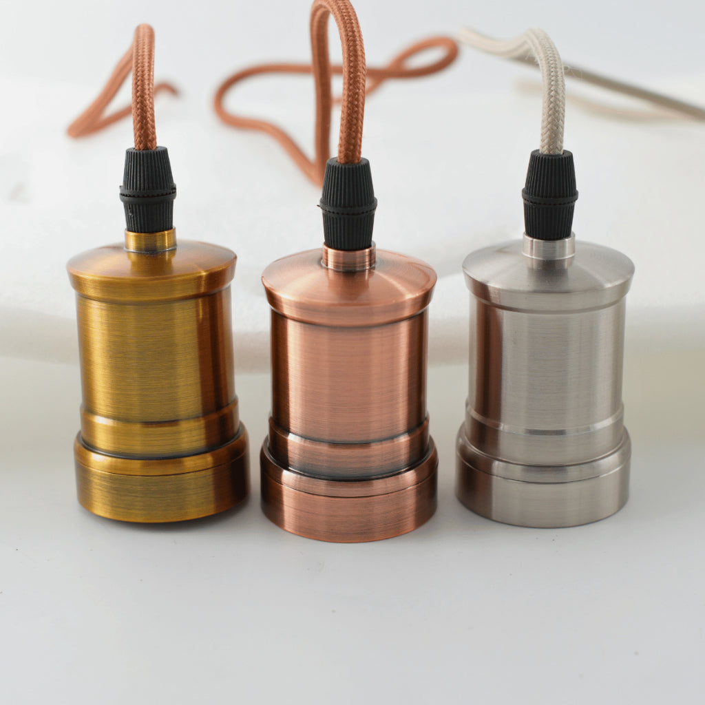 Pendente Soquete E27 de Teto Metal e Cobre estilo industrial importado Vintage retrô Luminária