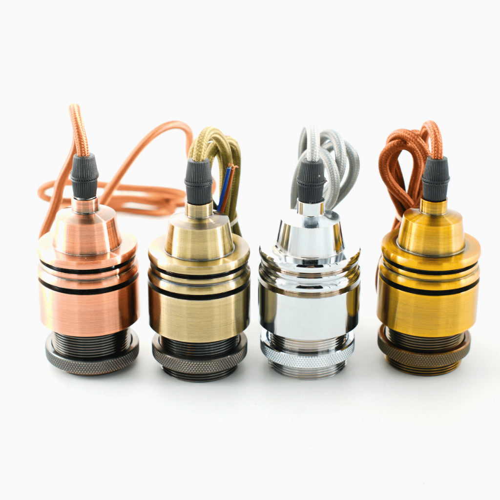 Pendente de Teto Soquete Vintage Retrô Industrial Lâmpada Bocal E27 + Fio + Tampa 110V/220V (Bivolt)