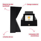 Arandela de Parede Preta LED 5W IP66 A Prova d'Água 2 Fachos de Luz Decoração Externa Branco Quente