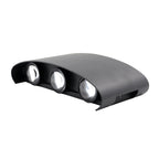 Arandela de Parede Preta LED 5W IP66 A Prova d'Água 6 Fachos de Luz Decoração Externa Branco Quente