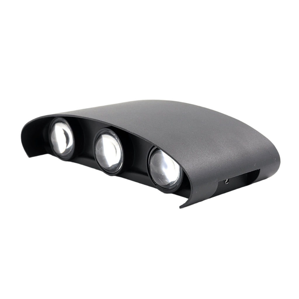 Arandela de Parede Preta LED 5W IP66 A Prova d'Água 6 Fachos de Luz Decoração Externa Branco Quente