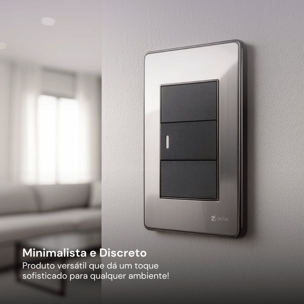 Interruptor de Parede Carregador  Placa 4x2 Anti Chamas Alumínio Escovado Unipolar Bipolar