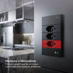 Tomada Modular 10A 110V 20A 220V Cinza Preto Galvanizado Moderno Luxuoso Placa 4x2 Alumínio