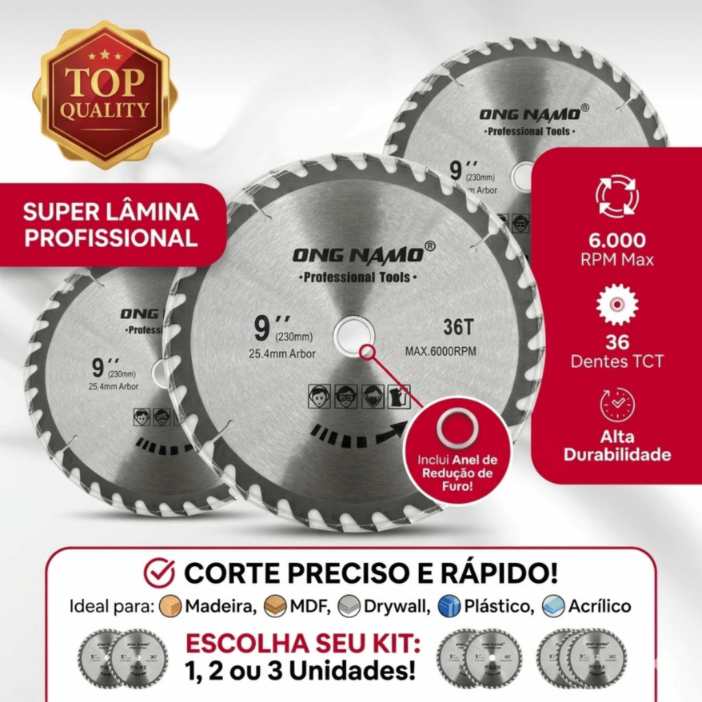 Disco de Serra Circular Profissional 9 polegadas 230mm 36 dentes Corte para Madeira MDF DryWall