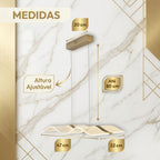 Lustre Pendente LED 60W Moderno Ondulado Dourado Sala Quarto 3 Cores Bivolt Branco Neutro Quente