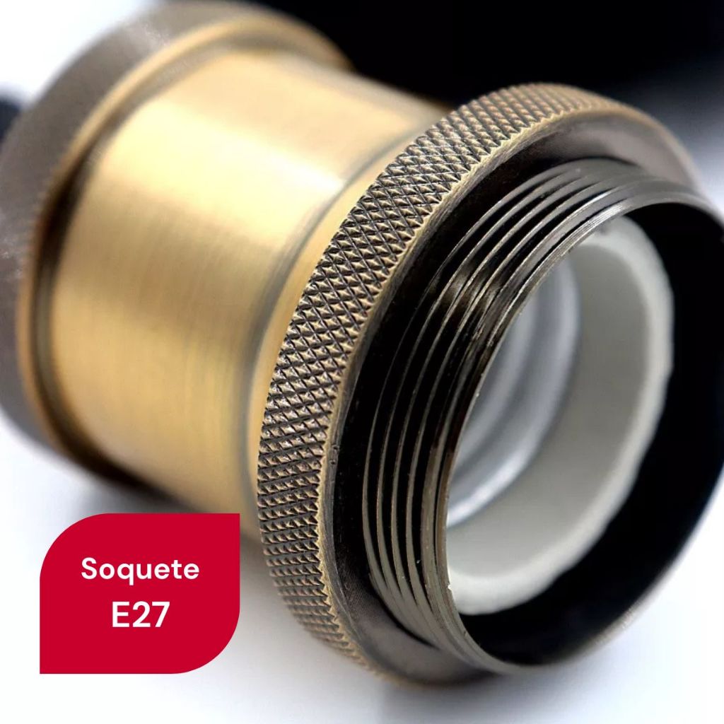 Pendente Teto Vintage Retrô Dourado Soquete E27 Bivolt Luminária
