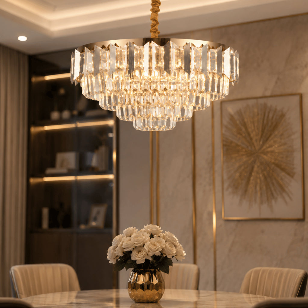 Lustre Pendente Cristal Moderno Sala de Jantar Luxo E14 Bivolt Cabo Ajustável