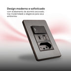 Interruptor de Parede 4X2 Luxo Unipolar Bipolar Carregador USB-C/A e Tomada 10A 110V Fusion Pro