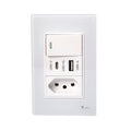 Tomada Modular Acrílico Branca Preto USB Placa ACRÍLICO Tomada 10A Interruptor 4X2 Bipolar Unipolar