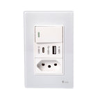 Tomada Modular Acrílico Branca Preto USB Placa ACRÍLICO Tomada 10A Interruptor 4X2 Bipolar Unipolar