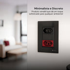 Tomada Modular 110V 220V 10A 20A Placa Acrílico Espelhado Alumínio Innova Pro XLX Moderna Preta