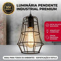 Pendente de Teto Aramado XLX Alumínio Preto Luminária Industrial Vintage Retrô Importado E27