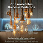 Pendente Corda Marrom 1m Lustre Retrô E27 Bivolt Teto Decoração