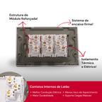Tomada Modular Tripla 10A 20A 110V 220V Placa Preta Acrílico Espelhada Alumínio Moderna Innova XLX