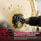 Kit Jogo 16 Peças Serra Copo Circular Profissional Furadeira Madeira Gesso Plastico Com Maleta