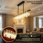 Lustre Pendente Bivolt Linear Moderno Vidro Texturizado Premium G9 Sala Jantar Luxuoso Chique