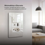 Tomada Modular Acrílico Branca Preto USB Placa ACRÍLICO Tomada 10A Interruptor 4X2 Bipolar Unipolar