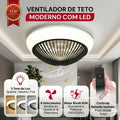 Ventilador de Teto Lâmpada Embutir Luz Led Ajustável Controle Remoto Bivolt Verão 6 Velocidades