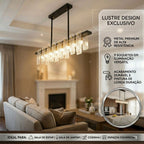 Lustre Pendente Bivolt Linear Moderno Vidro Texturizado Premium G9 Sala Jantar Luxuoso Chique