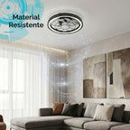 Plafon Ventilador de Teto LED 3 Cores Com Controle Remoto Estilo Industrial Preto Silencioso Bivolt