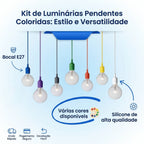 Pendente de Teto Silicone Aveludado Soquete E27 Colorido Verde Vermelho Amarelo Branco Preto XLX