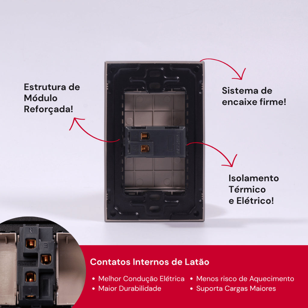 Interruptor Modular Piano Style Unipolar Bipolar Melody XLX Elegância Minimalista Alta Durabilidade