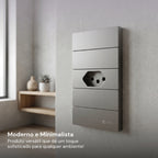Tomada Modular 10A 110V Cinza Preto Pintura Galvanizada Anti Chamas Moderna Placa 4x2 Alumínio