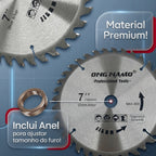 Lâmina de Serra Circular Profissional Disco para Madeira 7 Polegadas 180mm 36 Dentes Furo Universal