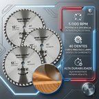 Disco de Serra Circular Profissional 12 polegadas 300mm 40 dentes Corte para Madeira MDF DryWall