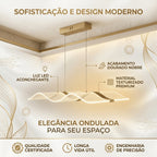 Lustre Pendente LED 60W Moderno Ondulado Dourado Sala Quarto 3 Cores Bivolt Branco Neutro Quente