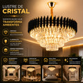 Lustre Pendente de Cristal Moderno Luxo E14 Bivolt Preto Branco Dourado Sala de Jantar